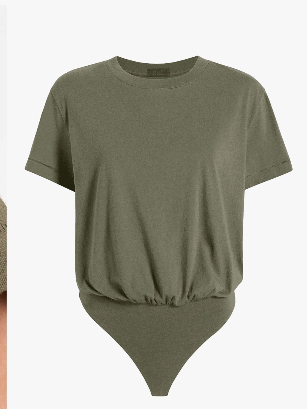 Nuuds size XXXL Women’s Olive Bodysuit Tee - Relaxed Short Sleeve